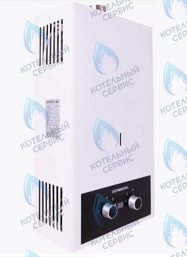Водонагреватель проточный газовый 20кВт 10л (белый с трубой) Турбо GENBERG