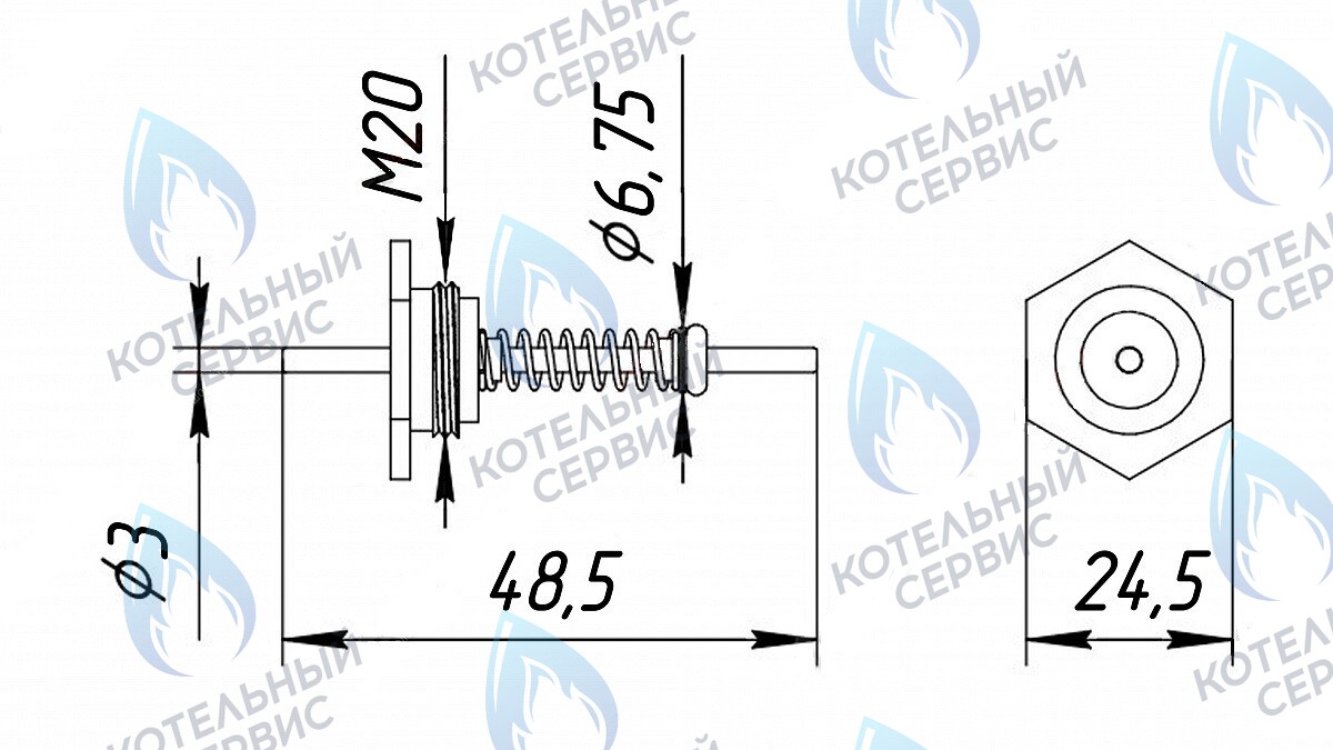 Шток Ø5мм M20
