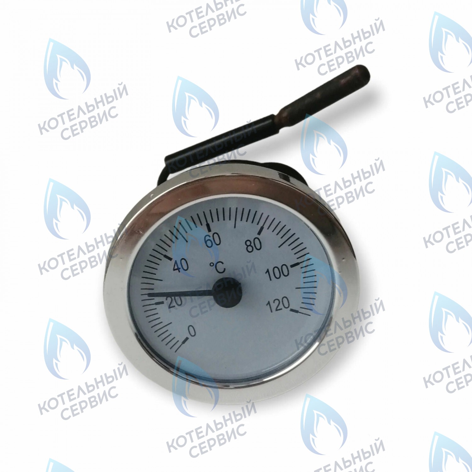 Термометр капиллярный (круглый хромированное кольцо) Ø52мм,  L=550мм, 0-120С