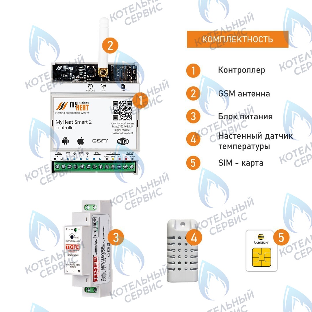 Термостат (контроллер) MyHeat Smart 2 (GSM, Wi-Fi, DIN)
