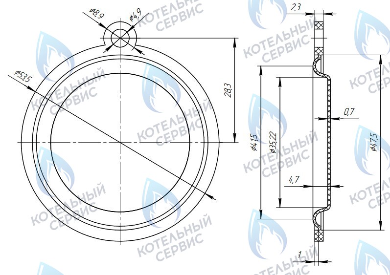 Мембрана (диафрагма) 54мм для газовой колонки VS /аналог/