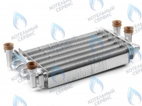 Теплообменник битермический сдвоенный с кольцевыми прокладками BAXI MAIN, MAIN DIGIT, MAIN Four 24кВт (5663720)